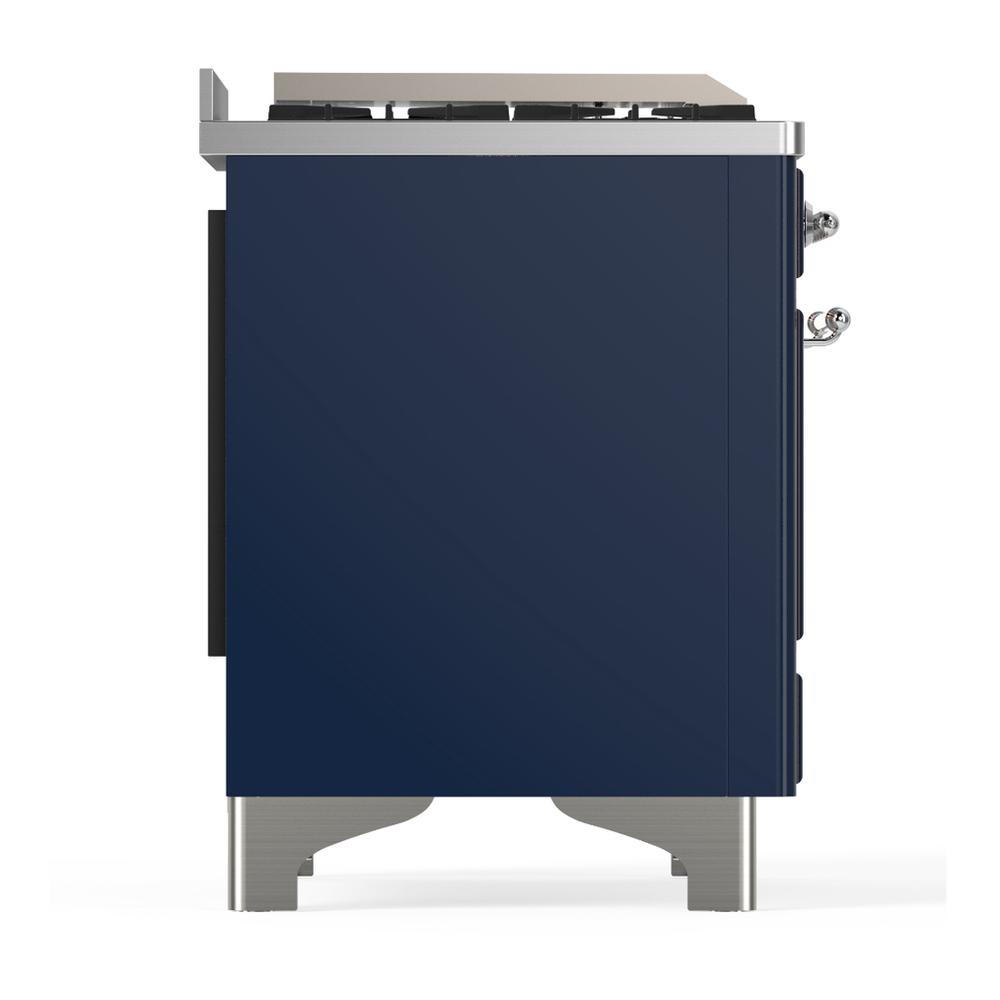 Ilve UM60FNR3MBCLP Ilve Um60Fnr3Mbclp Majestic Iii 60 Inch Dual Fuel Range With 9 Burners And Griddle, Dual Function Burner Up To 25,000 Btu (Liquid Propane, Triple Glass Door, Midnight Blue, Chrome)
