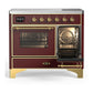 Ilve UMDIB40NR3BUG Ilve Umdib40Nr3Bug Majestic Iii 40 Inch Induction Range With 6 Elements, 3.82 Cu. Ft. Total Oven Capacity (Triple Glass Door, Burgundy, Brass)