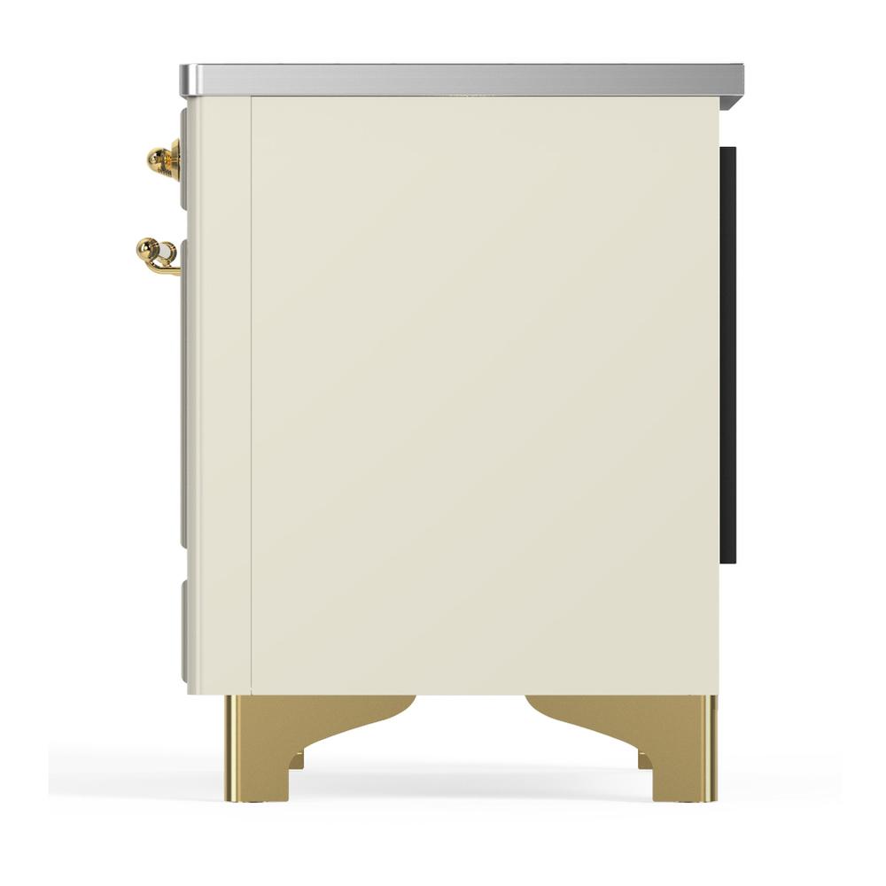 Ilve UMIB36QNR3AWG Ilve Umib36Qnr3Awg Majestic Iii 36 Inch Induction Range With 6 Elements, 3.5 Cu. Ft. Total Oven Capacity (Solid Door, Antique White, Brass)