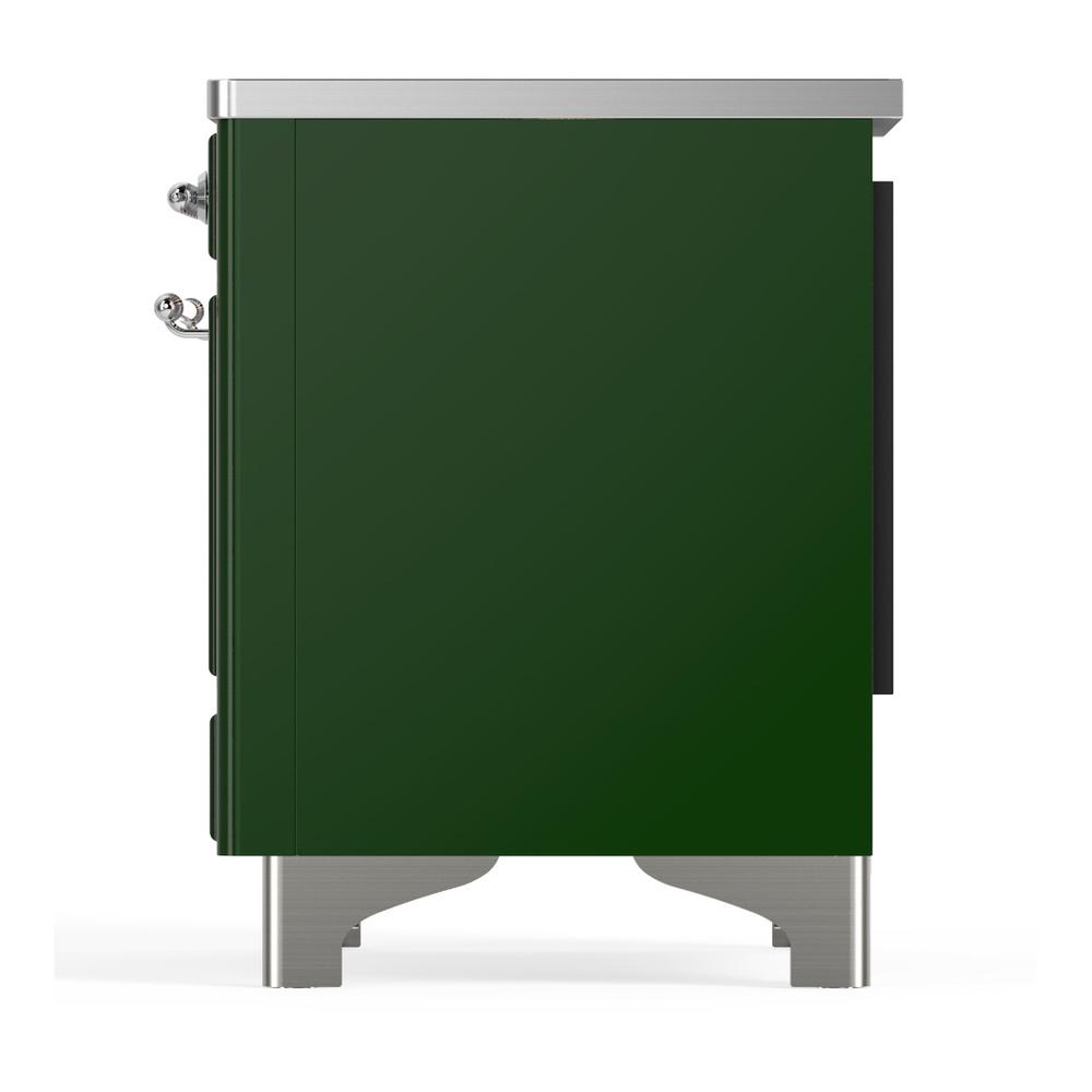 Ilve UMDIB40QNR3EGC Ilve Umdib40Qnr3Egc Majestic Iii 40 Inch Induction Range With 6 Elements, 3.82 Cu. Ft. Total Oven Capacity (Solid Door, Emerald Green, Chrome)