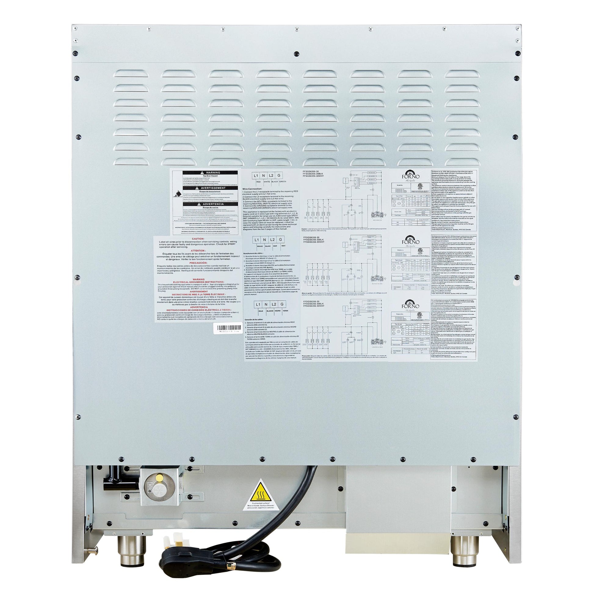 Forno FFSGS635630WHT Forno Galiano 30-Inch Freestanding French Door Dual Fuel Range White
