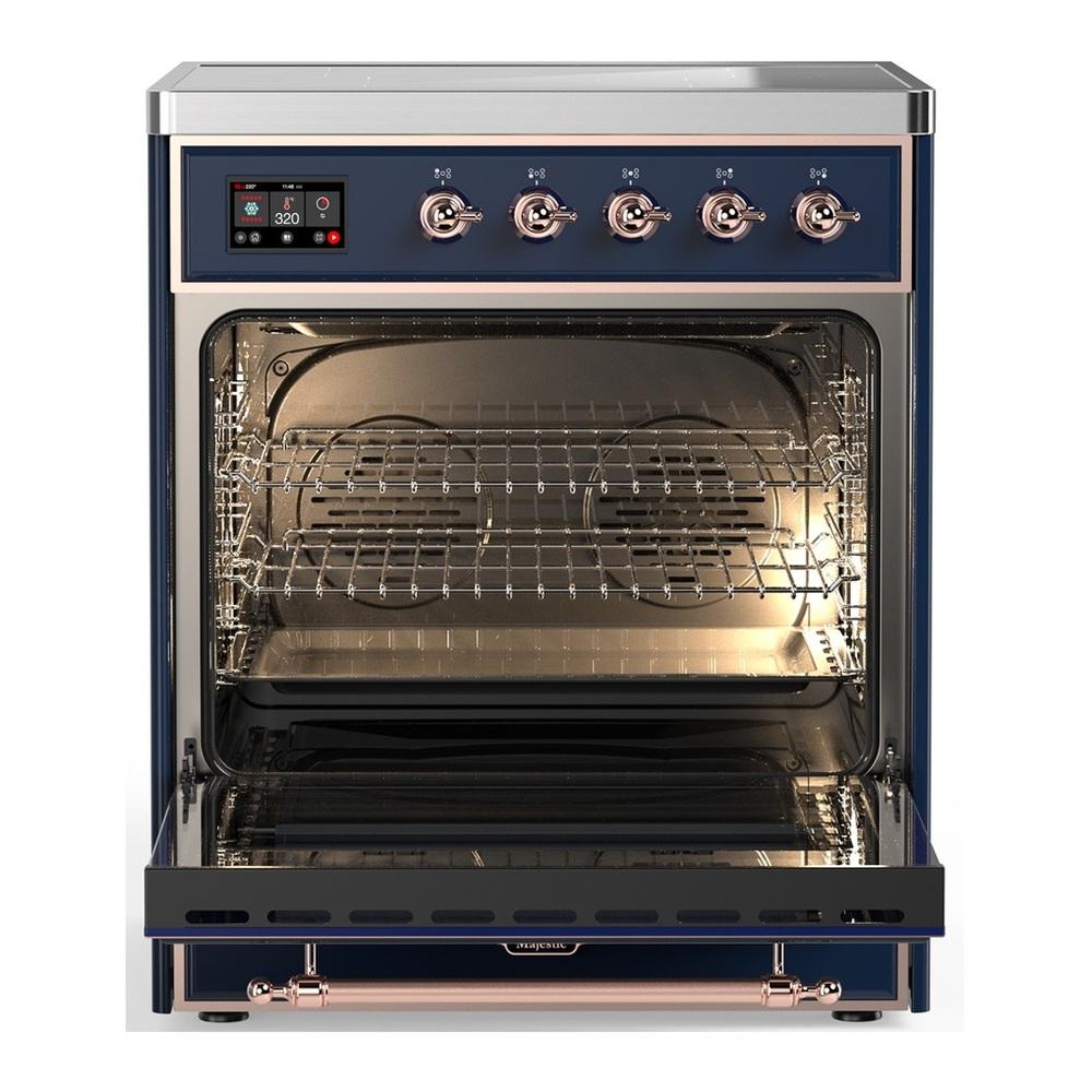 Ilve UMIB30QNR3MBP Ilve Umib30Qnr3Mbp Majestic Iii 30 Inch Induction Range With 4 Elements, 4 Cu. Ft. Oven Capacity (Solid Door, Midnight Blue, Copper)
