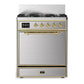Ilve UM30QNR3SSG Ilve Um30Qnr3Ssg Majestic Iii 30 Inch Dual Fuel Range With 5 Black Brass Burners, Dual Function Burner Up To 25,000 Btu (Natural Gas, Solid Door, Stainless Steel, Brass)