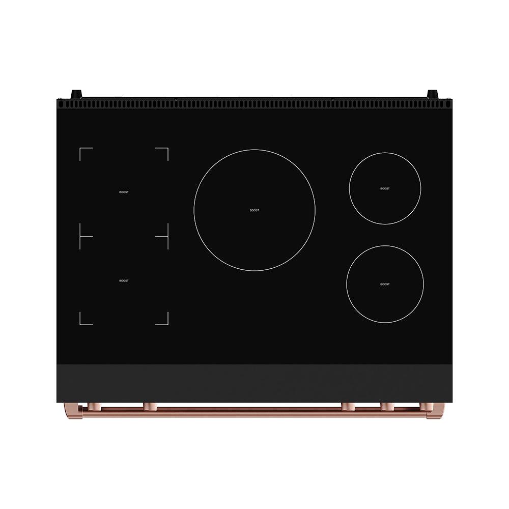 Thor Kitchen RSI36BRSG 36 Inch Professional Induction Range With Tilt Panel Touch Control In Black And Rose Gold Gordon Ramsay Series