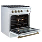 Forno FFSGS627730WHT Marco 30-Inch Gas Range White & Antique Brass Design, 4 Burners 37,000 Btu, 4.32 Cu.Ft. Convection Oven