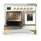 Ilve UMDIB40NR3WHG Ilve Umdib40Nr3Whg Majestic Iii 40 Inch Induction Range With 6 Elements, 3.82 Cu. Ft. Total Oven Capacity (Triple Glass Door, White, Brass)