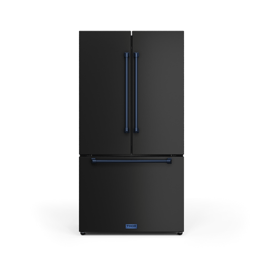 Thor Kitchen RF3621CTD00BLU 36 Inch 20.3 Cu Ft French Door Counter Depth Refrigerator With Ice Maker In Black/Navy Blue Gordon Ramsay Series - Rf3621Ctd00-Blu