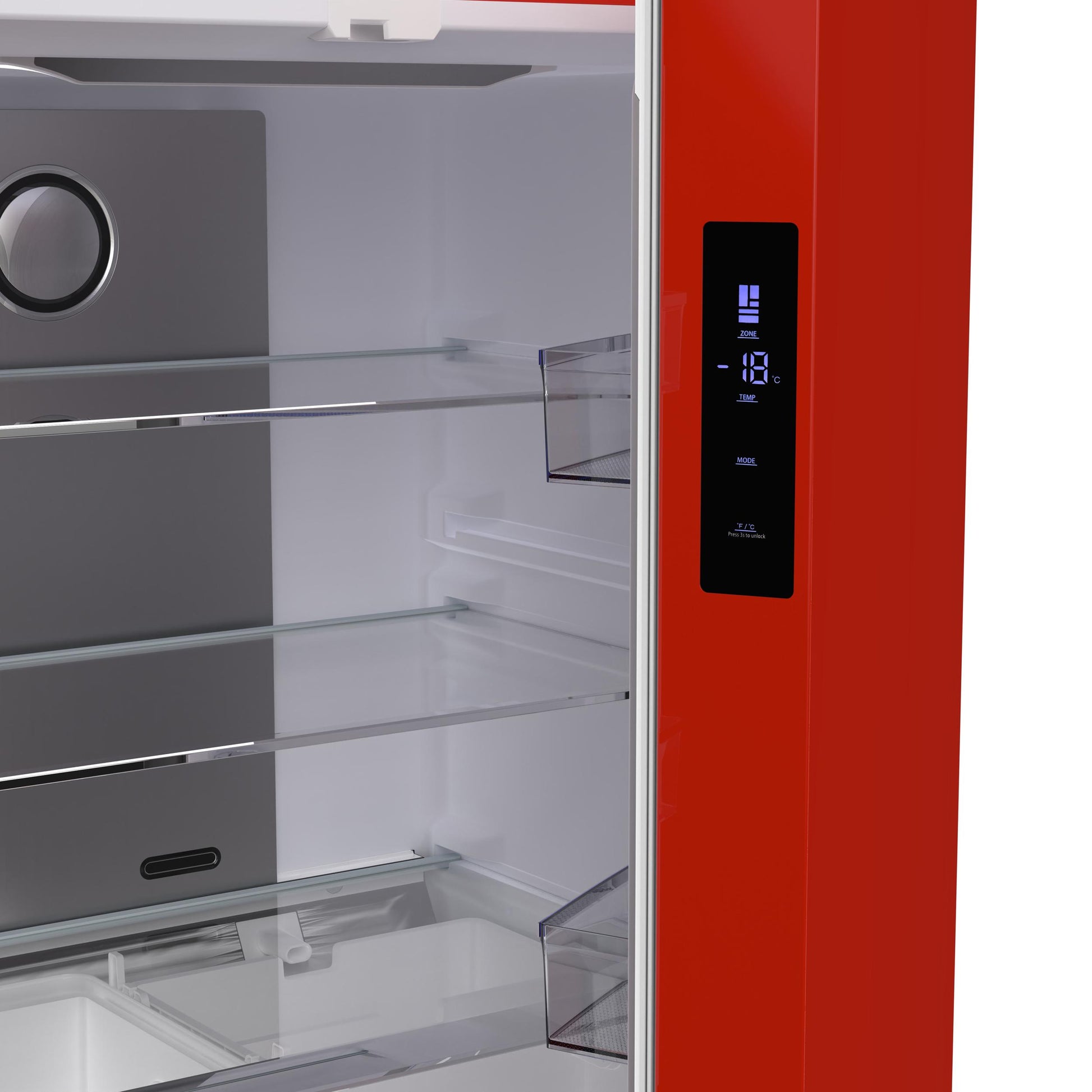 Forno FFFFD179133RED Forno Luigi 33-Inch French Door Refrigerator, 18 Cu.Ft, Red Finish, Handle-Free Design, Energy Star Certified