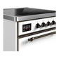 Ilve UMIB30QNR3WHB Ilve Umib30Qnr3Whb Majestic Iii 30 Inch Induction Range With 4 Elements, 4 Cu. Ft. Oven Capacity (Solid Door, White, Burnished)