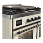 Ilve UMD40FNR3AWB Ilve Umd40Fnr3Awb Majestic Iii 40 Inch Dual Fuel Range With 6 Burners And Griddle, Dual Function Burner Up To 25,000 Btu (Natural Gas, Triple Glass Door, Antique White, Burnished)