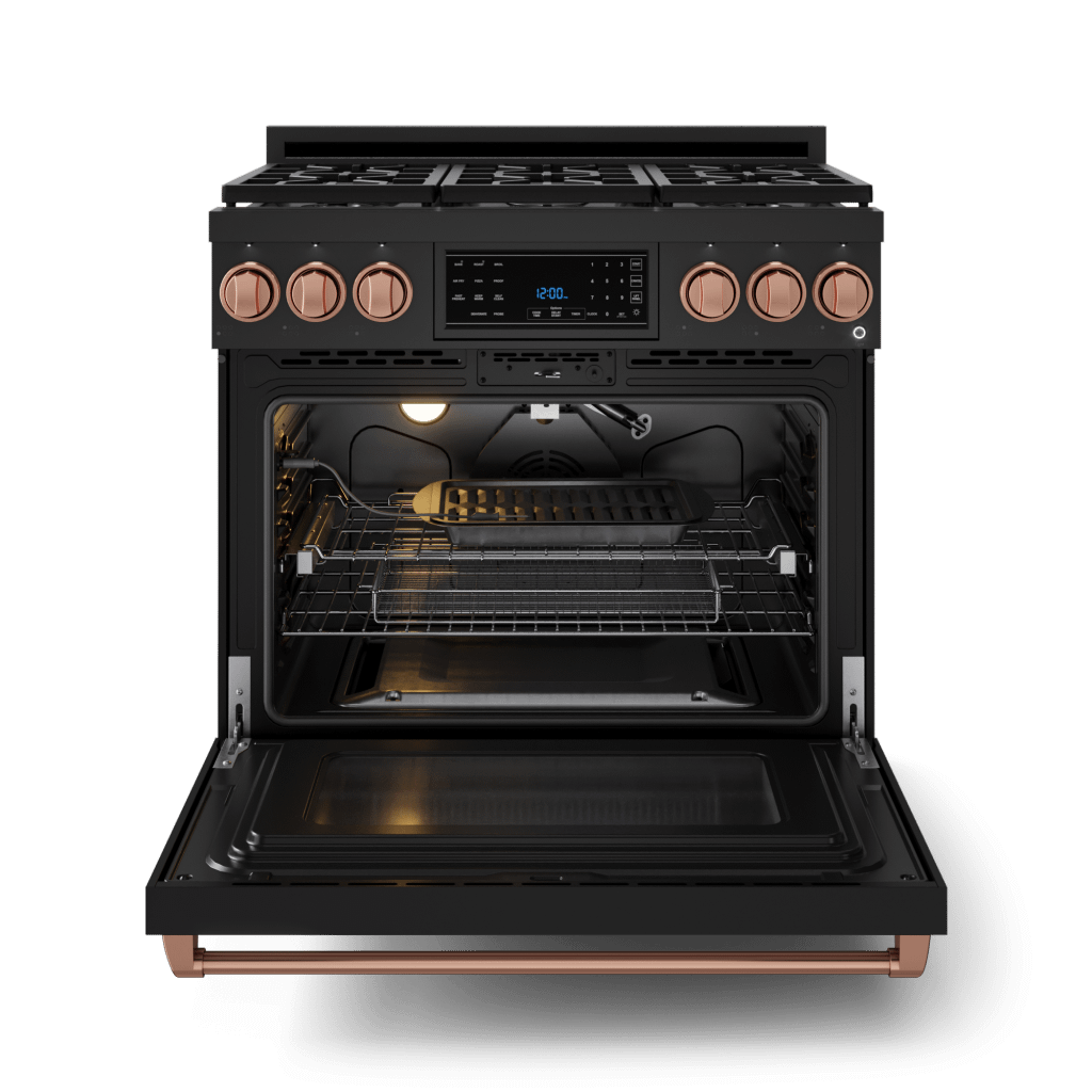 Thor Kitchen RSG36BRSG 36 Inch Professional Gas Range With Tilt Panel Touch Control In Black/Rose Gold Gordon Ramsay Series - Rsg36B-Rsg