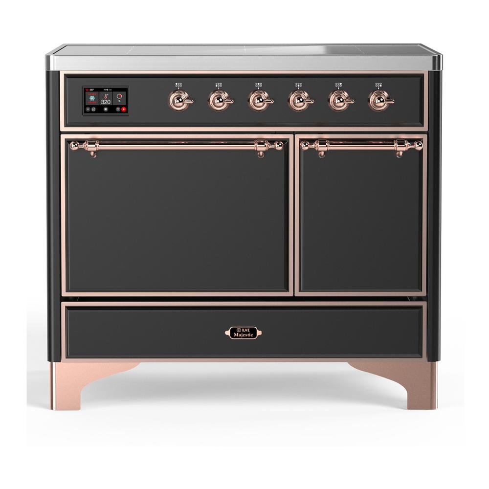 Ilve UMDIB40QNR3MGP Ilve Umdib40Qnr3Mgp Majestic Iii 40 Inch Induction Range With 6 Elements, 3.82 Cu. Ft. Total Oven Capacity (Solid Door, Graphite Matte, Copper)