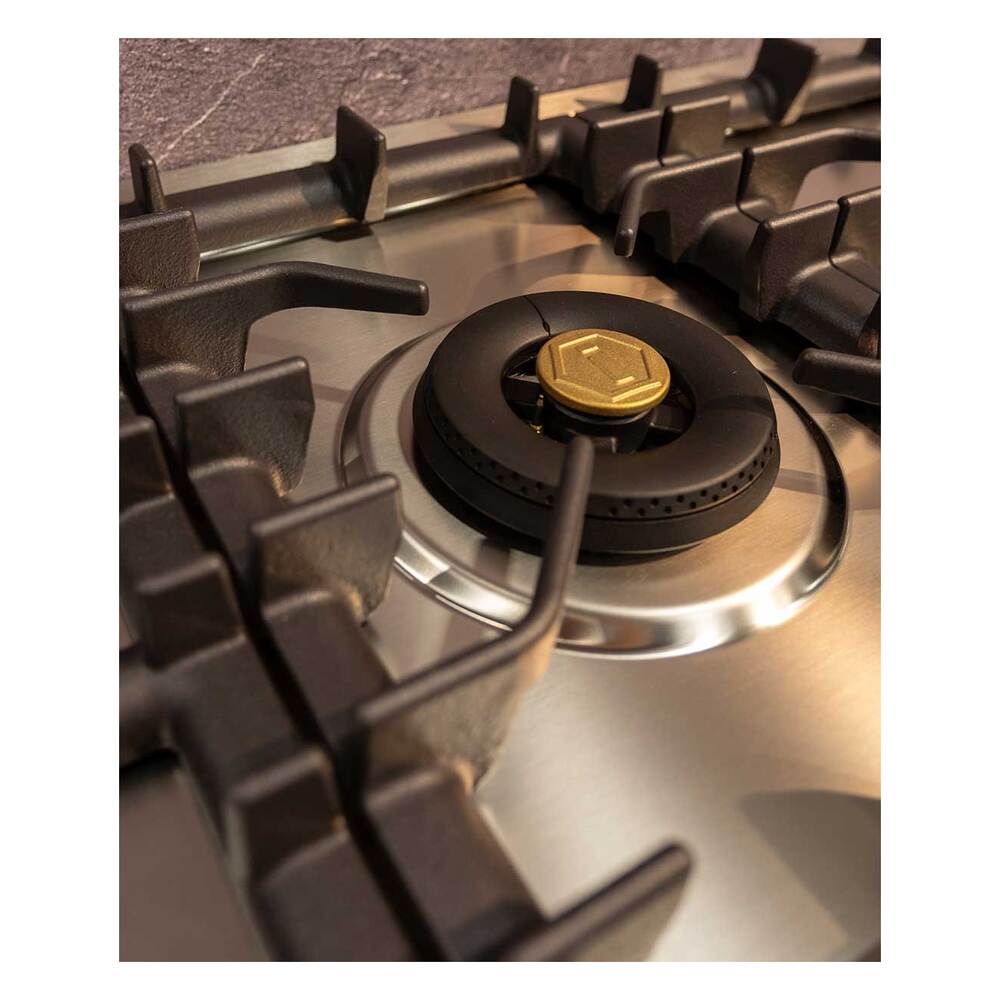 Ilve UHCPT125SSLP Ilve Uhcpt125Sslp Professional Plus Ii 48 Inch Built-In Gas Cooktop With Total Black Brass Burners, In Stainless Steel (6 Sealed Burners, Liquid Propane)