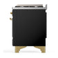 Ilve UM36FQNR3BKGLP Ilve Um36Fqnr3Bkglp Majestic Iii 36 Inch Dual Fuel Range With 6 Black Brass Burners And Griddle, Dual Function Burner Up To 25,000 Btu (Solid Door, Glossy Black, Brass, Liquid Propane)