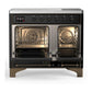 Ilve UMDIB40QNR3BKB Ilve Umdib40Qnr3Bkb Majestic Iii 40 Inch Induction Range With 6 Elements, 3.82 Cu. Ft. Total Oven Capacity (Solid Door, Glossy Black, Burnished)