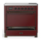 Ilve UMIB36QNR3BUB Ilve Umib36Qnr3Bub Majestic Iii 36 Inch Induction Range With 6 Elements, 3.5 Cu. Ft. Total Oven Capacity (Solid Door, Burgundy, Burnished)
