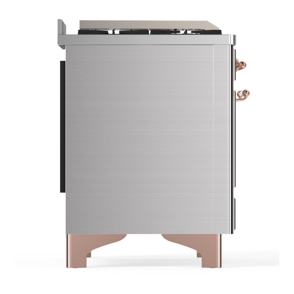 Ilve UM60FQNR3SSPLP Ilve Um60Fqnr3Ssplp Majestic Iii 60 Inch Dual Fuel Range With 9 Burners And Griddle, Dual Function Burner Up To 25,000 Btu (Liquid Propane, Solid Door, Stainless Steel, Copper)