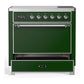 Ilve UMIB36QNR3EGC Ilve Umib36Qnr3Egc Majestic Iii 36 Inch Induction Range With 6 Elements, 3.5 Cu. Ft. Total Oven Capacity (Solid Door, Emerald Green, Chrome)