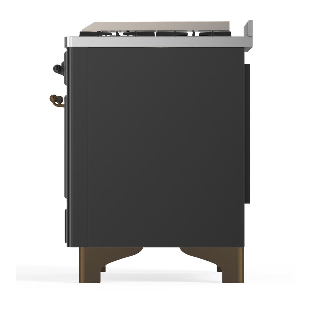 Ilve UM60FQNR3MGB Ilve Um60Fqnr3Mgb Majestic Iii 60 Inch Dual Fuel Range With 9 Burners And Griddle, Dual Function Burner Up To 25,000 Btu (Natural Gas, Solid Door, Graphite Matte, Burnished)
