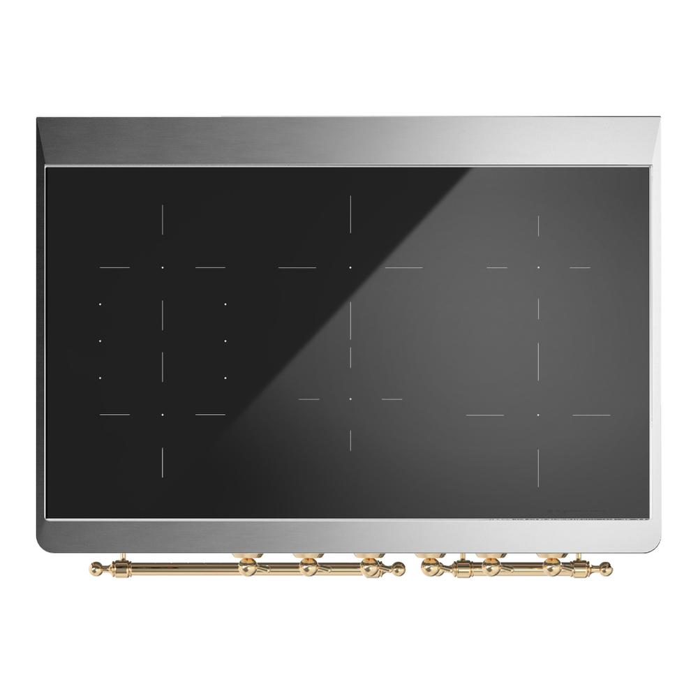 Ilve UMDIB40QNR3AWG Ilve Umdib40Qnr3Awg Majestic Iii 40 Inch Induction Range With 6 Elements, 3.82 Cu. Ft. Total Oven Capacity (Solid Door, Antique White, Brass)