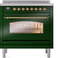 Ilve UPI366NMPEGG Nostalgie Ii 36 Inch Electric Freestanding Range In Emerald Green With Brass Trim