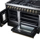 Forno FFSGS635648BLK Forno Galiano 48-Inch French Door Dual Fuel Range, Black & Antique Brass Design, 8 Sealed Burners - 107,000 Btu, Griddle, 6.58 Cu.Ft. Double Ovens