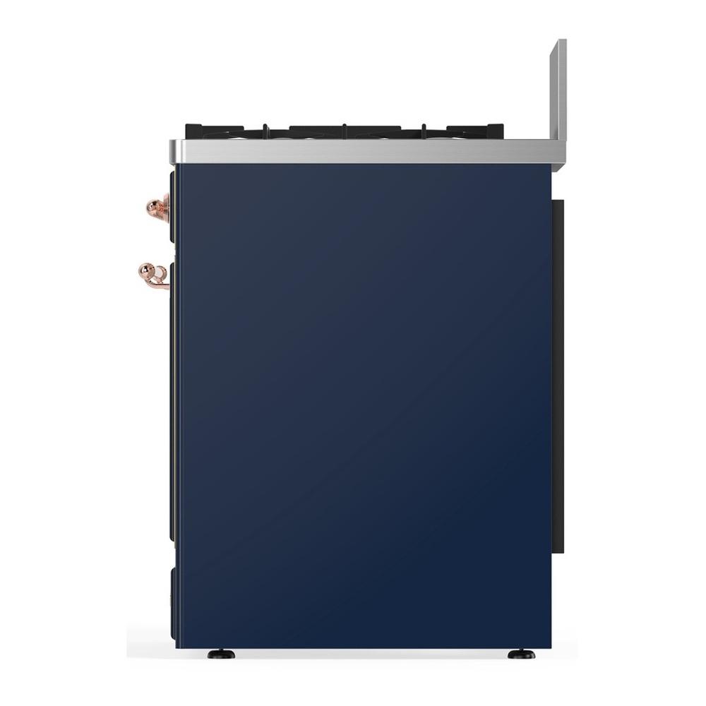 Ilve UM30NR3MBP Ilve Um30Nr3Mbp Majestic Iii 30 Inch Dual Fuel Range With 5 Black Brass Burners, Dual Function Burner Up To 25,000 Btu (Natural Gas, Triple Glass Door, Midnight Blue, Copper)