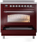 Ilve UPI366NMPBUC Nostalgie Ii 36 Inch Electric Freestanding Range In Burgundy With Chrome Trim
