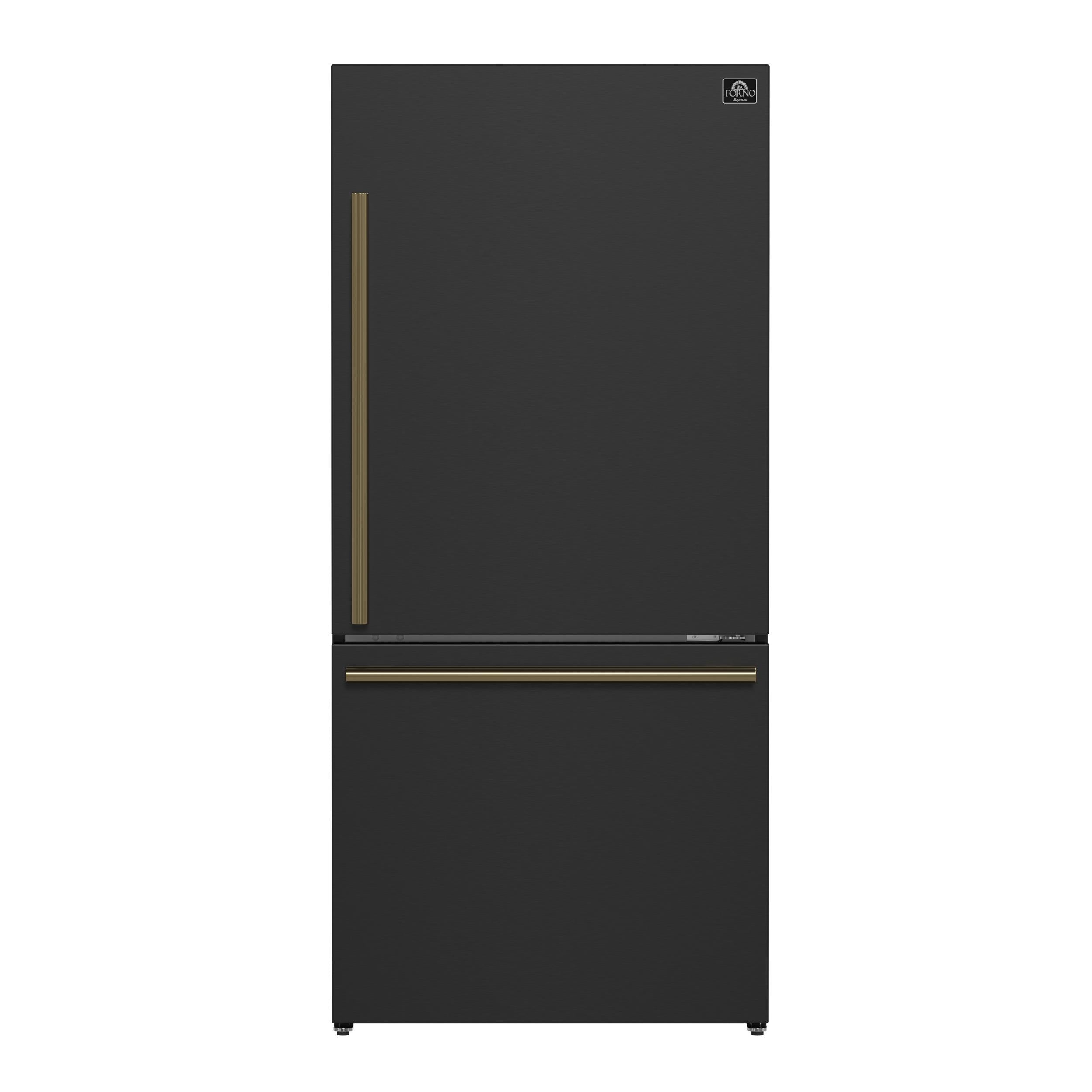 Forno FFFFD178531BLK Forno Milano Espresso 31-Inch Bottom Freezer Refrigerator, Black, 17.2 Cu.Ft Capacity, Energy Efficient