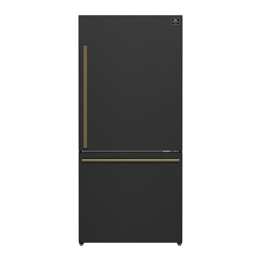 Forno FFFFD178531BLK Forno Milano Espresso 31-Inch Bottom Freezer Refrigerator, Black, 17.2 Cu.Ft Capacity, Energy Efficient