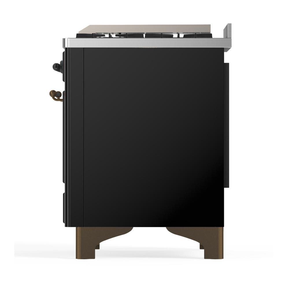 Ilve UM48FQNR3BKB Ilve Um48Fqnr3Bkb Majestic Iii 48 Inch Dual Fuel Range With 8 Burners And Griddle, Dual Function Burner Up To 25,000 Btu (Natural Gas, Solid Door, Glossy Black, Burnished)