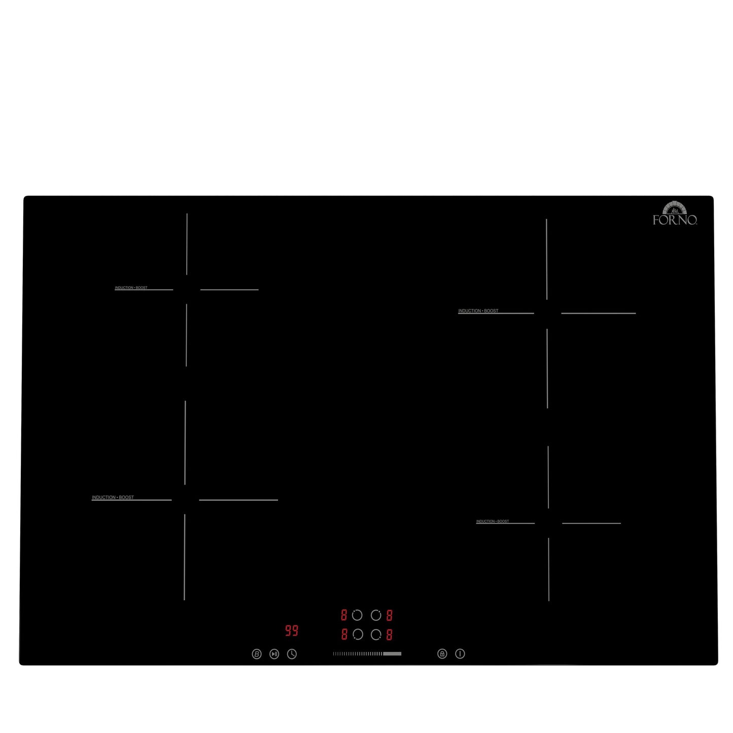 Forno FCTIN058330 Forno Parco 30-Inch Induction Cooktop, 4 Zones, 7,200W Total Power, Touch Control, 9 Power Levels, Booster Function