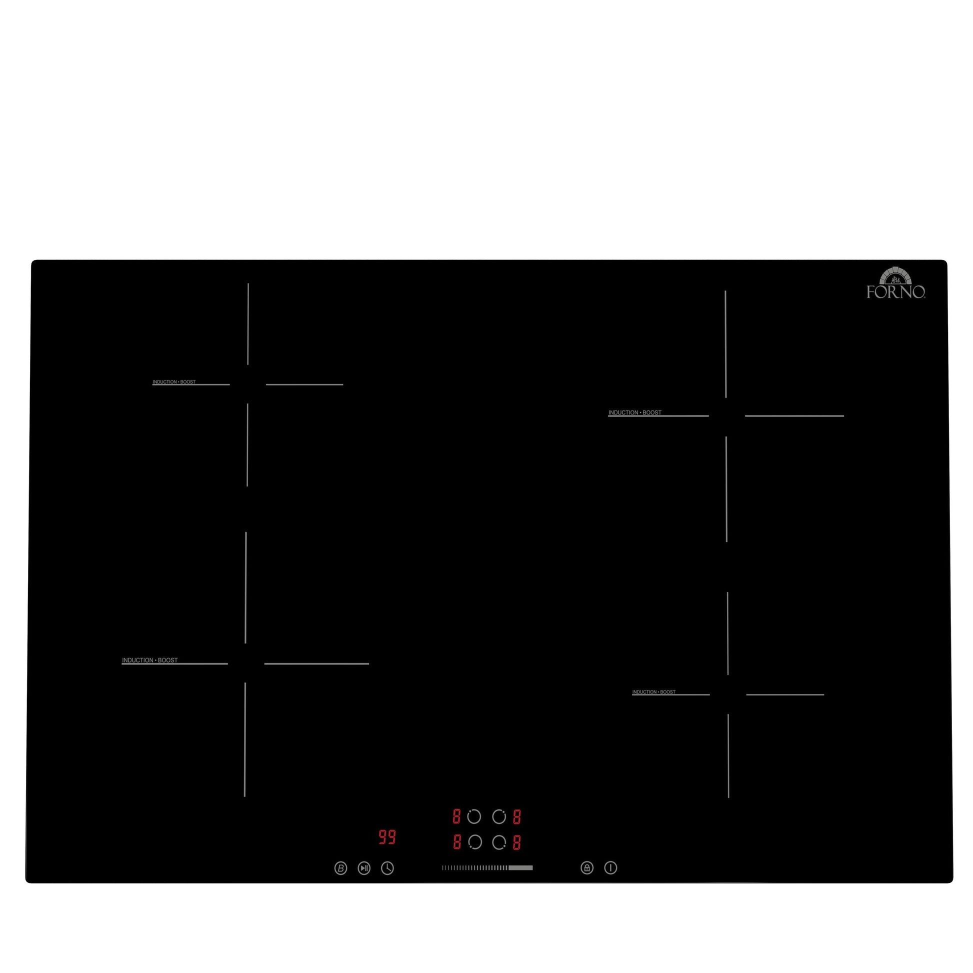 Forno FCTIN058330 Forno Parco 30-Inch Induction Cooktop, 4 Zones, 7,200W Total Power, Touch Control, 9 Power Levels, Booster Function
