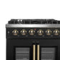 Forno FFSGS644430BLK Forno Galiano 30-Inch French Door Gas Range Black And Antique Brass Design, 5 Sealed Burners 68,000 Btu, 4.32 Cu.Ft. Convection Oven