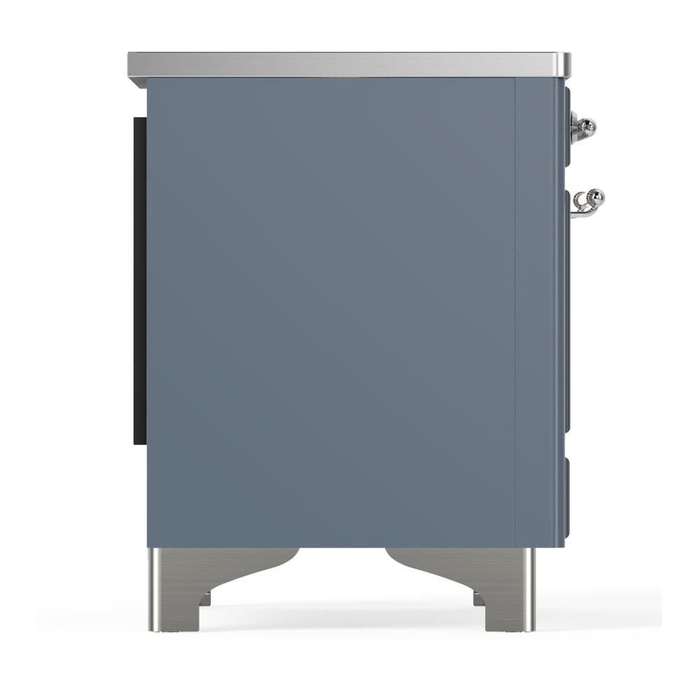Ilve UMDIB40QNR3BGC Ilve Umdib40Qnr3Bgc Majestic Iii 40 Inch Induction Range With 6 Elements, 3.82 Cu. Ft. Total Oven Capacity (Solid Door, Blue Grey, Chrome)