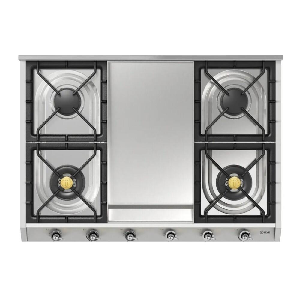 Ilve UHCP965FNSSC Ilve Uhcp965Fnssc Nostalgie Ii 36 Inch Gas Cooktop With Griddle, In Stainless Steel (Natural Gas, Chrome)