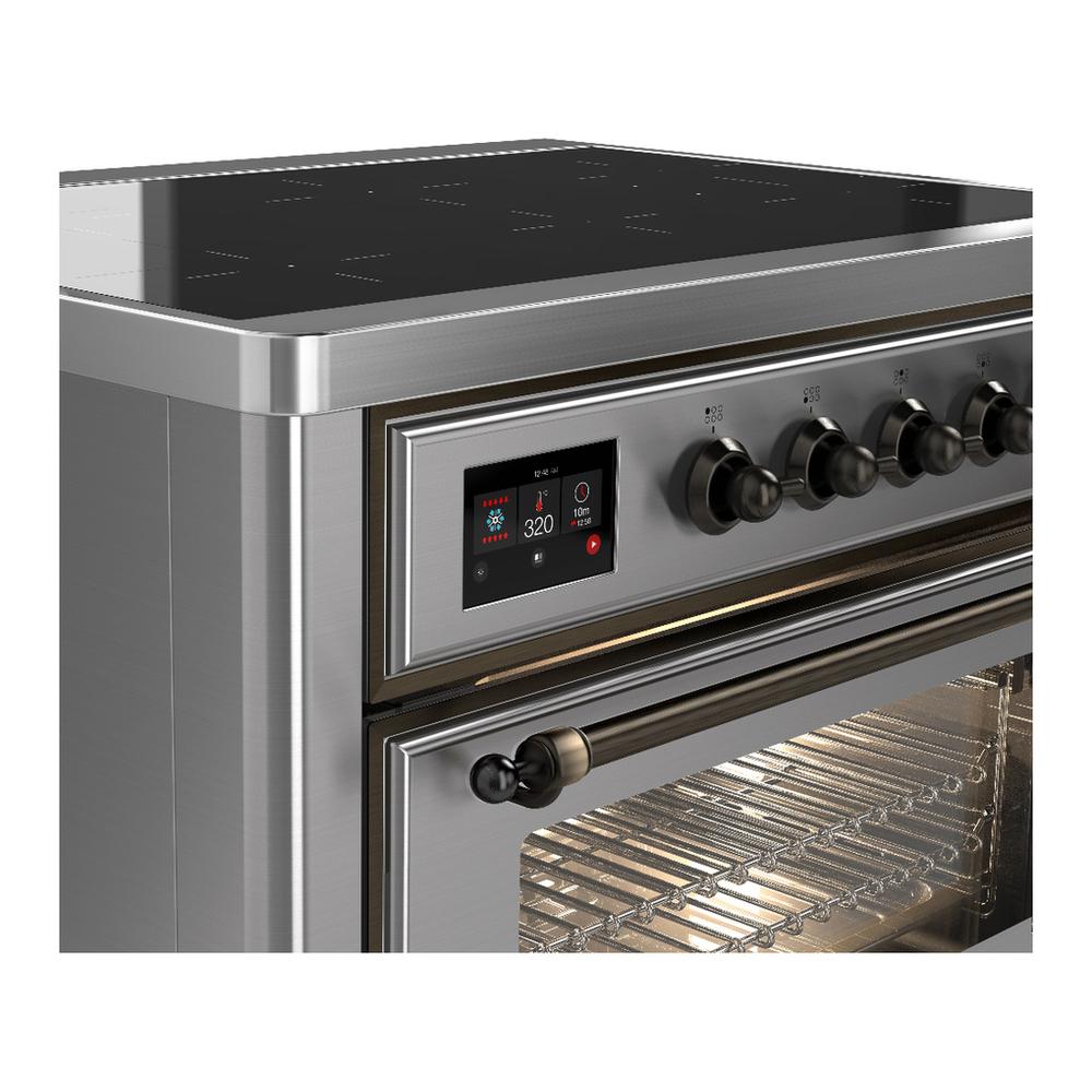 Ilve UMIB36NR3SSB Ilve Umib36Nr3Ssb Majestic Iii 36 Inch Induction Range With 6 Elements, 3.5 Cu. Ft. Total Oven Capacity (Triple Glass Door, Stainless Steel, Burnished)