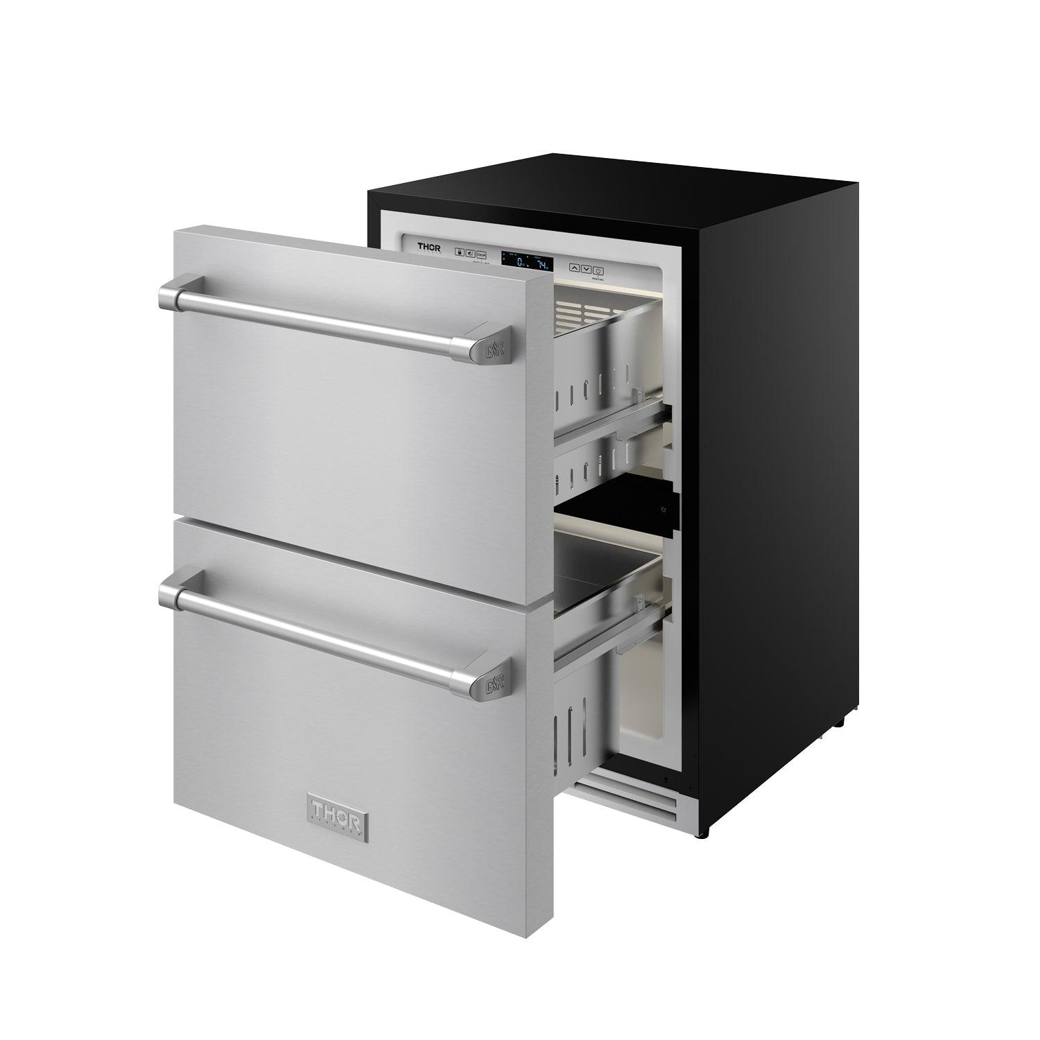 Thor Kitchen RZ24U 24 Inch Undercounter Built-In / Freestanding Drawer Freezer - Stainless Steel Gordon Ramsay Series
