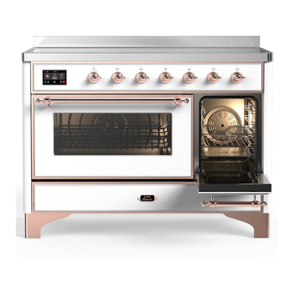 Ilve UMIB48NR3WHP Ilve Umib48Nr3Whp Majestic Iii 48 Inch Induction Range With 6 Elements, 5.02 Cu. Ft. Total Oven Capacity (Triple Glass Door, White, Copper)