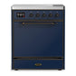 Ilve UMIB30QNR3MBB Ilve Umib30Qnr3Mbb Majestic Iii 30 Inch Induction Range With 4 Elements, 4 Cu. Ft. Oven Capacity (Solid Door, Midnight Blue, Burnished)