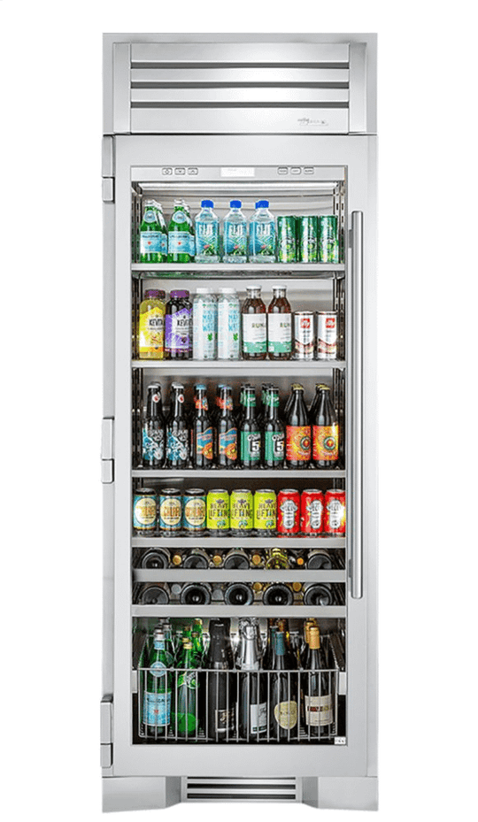 True Residential TR30BEVLSGC 30 Inch Stainless Glass Door Left Hinge Beverage Column