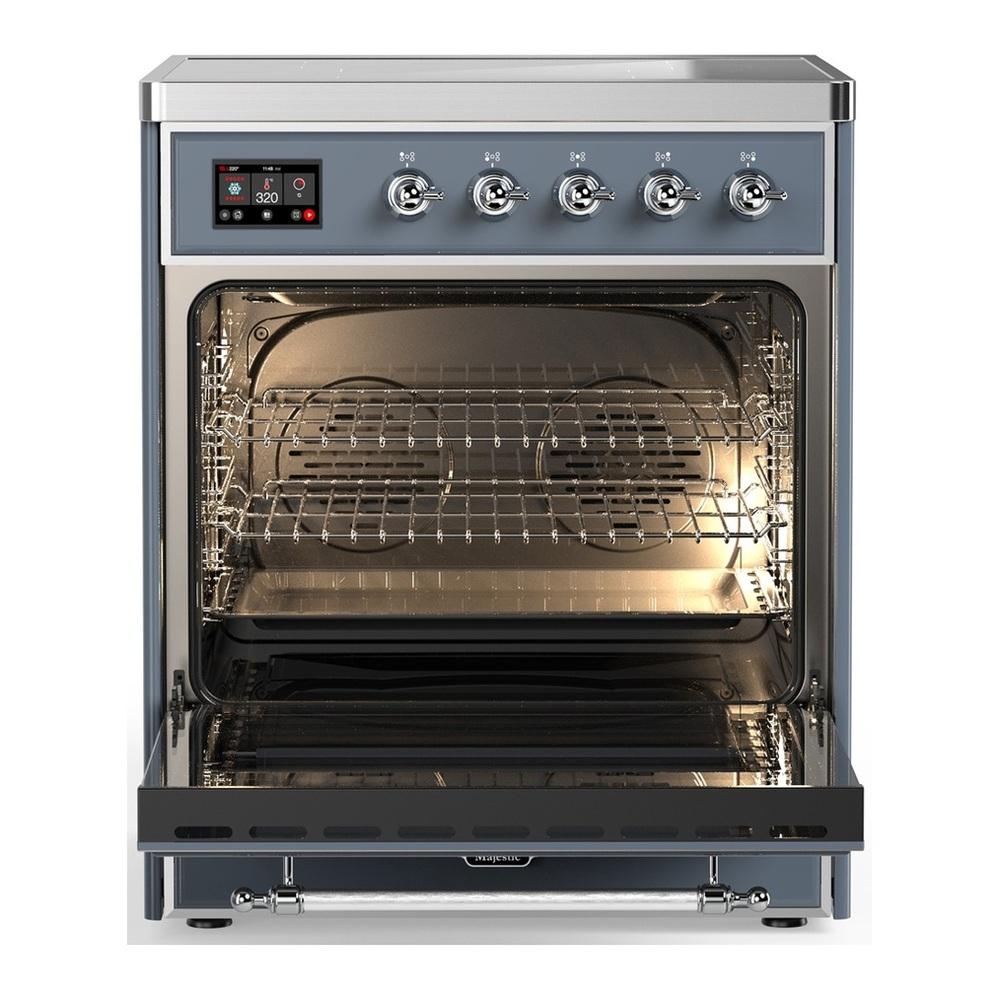 Ilve UMIB30NR3BGC Ilve Umib30Nr3Bgc Majestic Iii 30 Inch Induction Range With 4 Elements, 4 Cu. Ft. Oven Capacity (Triple Glass Door, Blue Grey, Chrome)