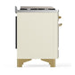 Ilve UM48FSQNR3AWGLP Ilve Um48Fsqnr3Awglp Majestic Iii 48 Inch Dual Fuel Range With 5 Black Brass Burners, Griddle And French Top, Dual Function Burner Up To 25,000 Btu (Liquid Propane, Solid Door, Antique White, Brass)
