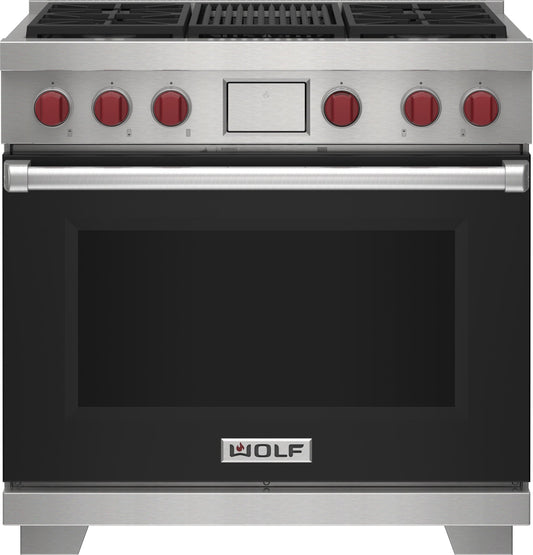 Wolf DF36450CBKPLP 36" Dual Fuel Range - 4 Burners And Infrared Charbroiler
