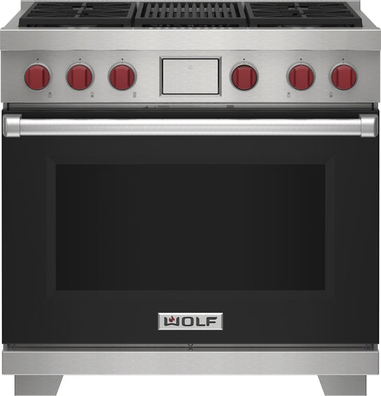 Wolf DF36450CBKPLP 36" Dual Fuel Range - 4 Burners And Infrared Charbroiler