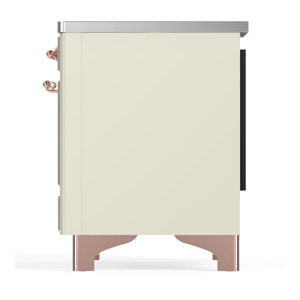 Ilve UMDIB40QNR3AWP Ilve Umdib40Qnr3Awp Majestic Iii 40 Inch Induction Range With 6 Elements, 3.82 Cu. Ft. Total Oven Capacity (Solid Door, Antique White, Copper)