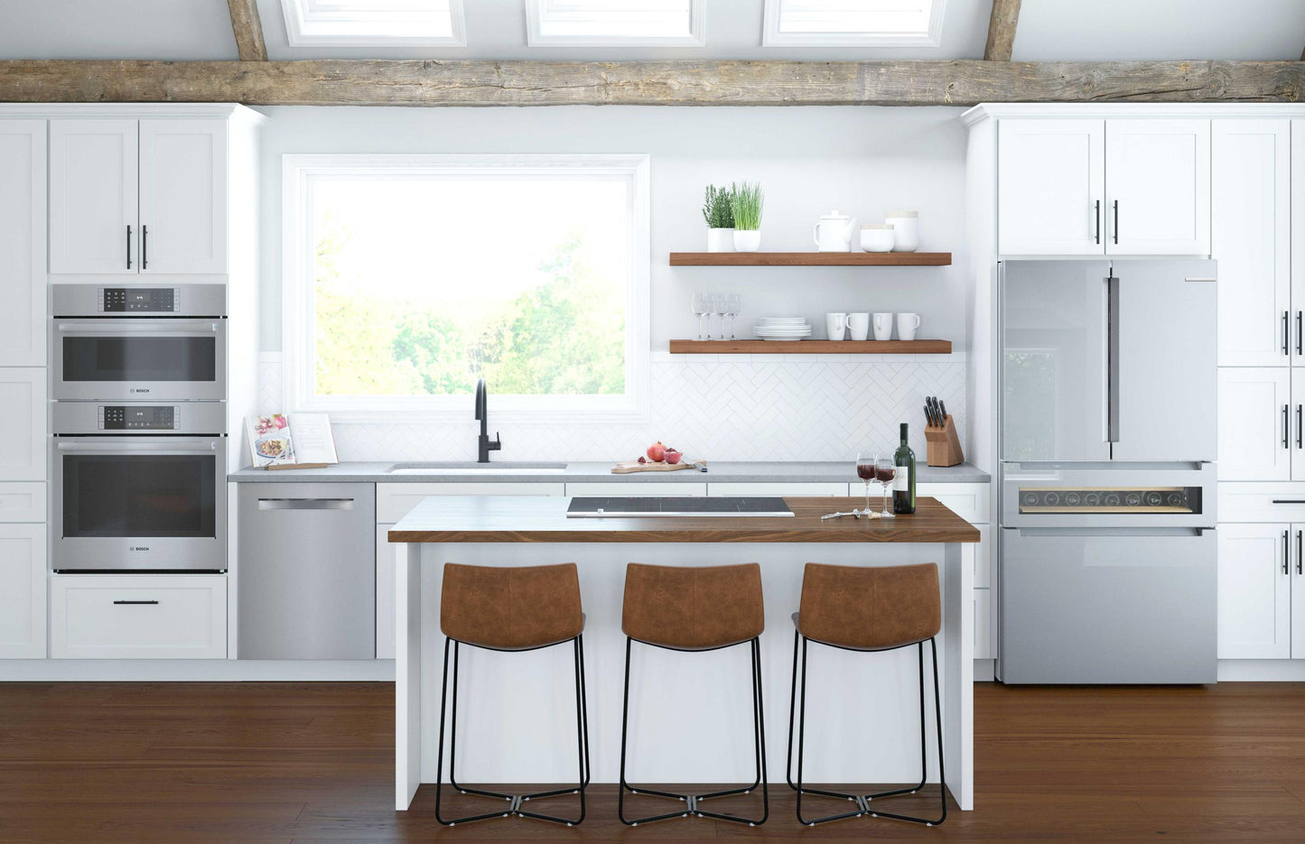 Bosch B36CL84ENG 800 Series, French Door Bottom Mount Refrigerator, Glass Door, 36'', Stainless Steel