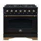 Forno FFSGS621936BLK Forno Antico 36-Inch Freestanding Gas Range, Black, Antique Brass Design, 6 Burners, Convection Oven, Energy Efficient