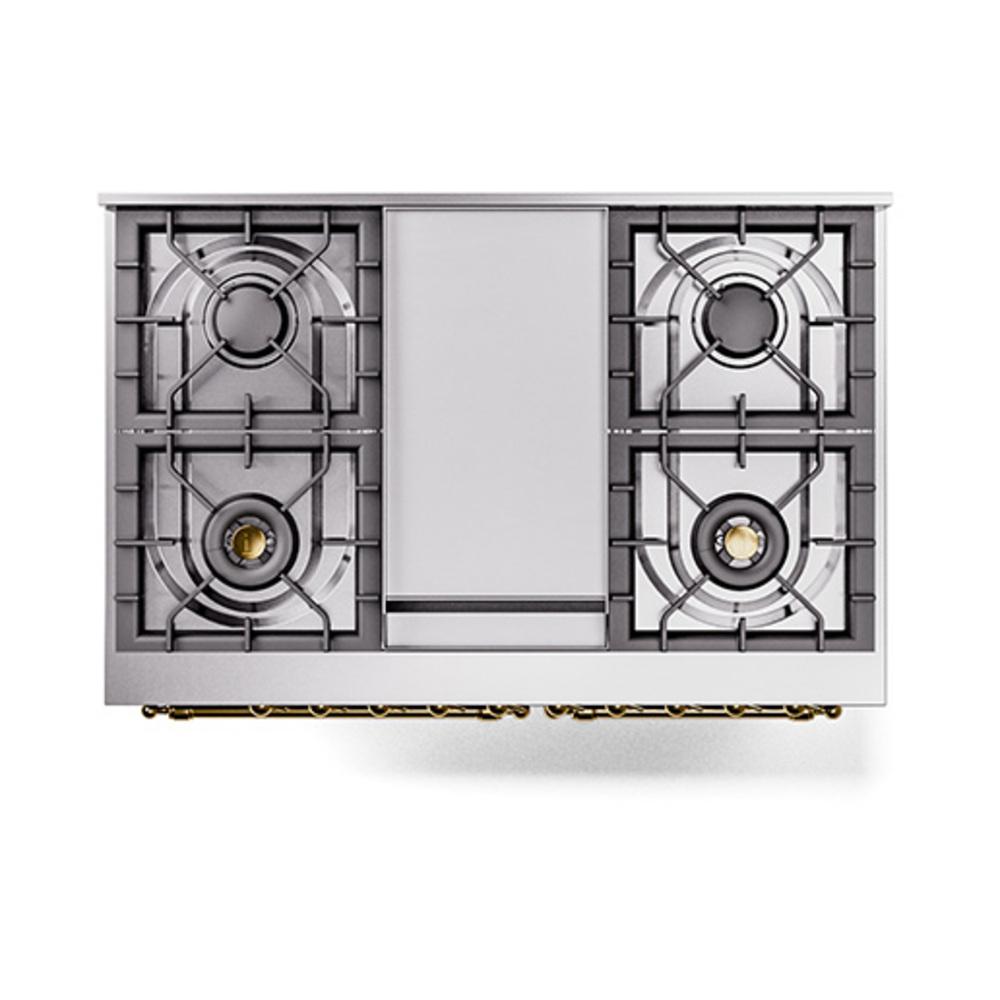Ilve UND40FNMPBKGLP Ilve Und40Fnmpbkglp Nostalgie Ii Noblesse 40" Dual Fuel Range (Liquid Propane, Triple Glass Door, Glossy Black, Brass)