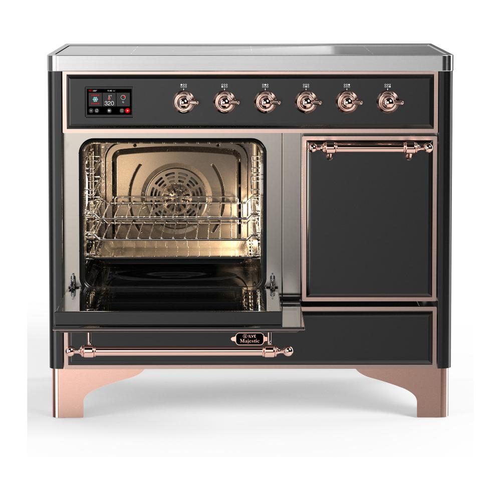 Ilve UMDIB40QNR3MGP Ilve Umdib40Qnr3Mgp Majestic Iii 40 Inch Induction Range With 6 Elements, 3.82 Cu. Ft. Total Oven Capacity (Solid Door, Graphite Matte, Copper)